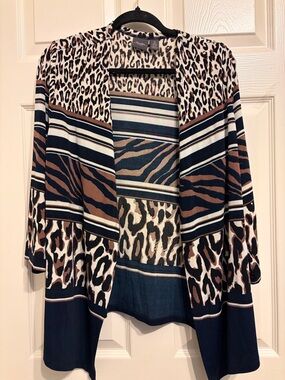 Chico's Travelers Open Front Cardigan - Black, Cream, Brown